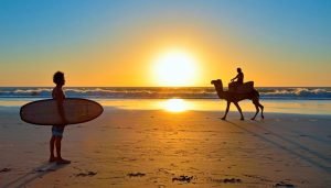 Coucher de soleil sur une plage de Dakhla